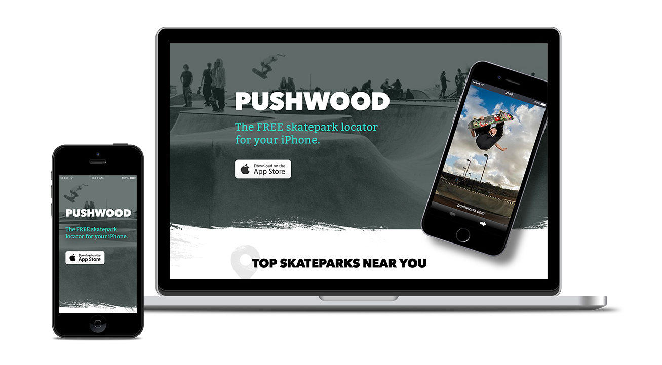 Pushwood App landing page design